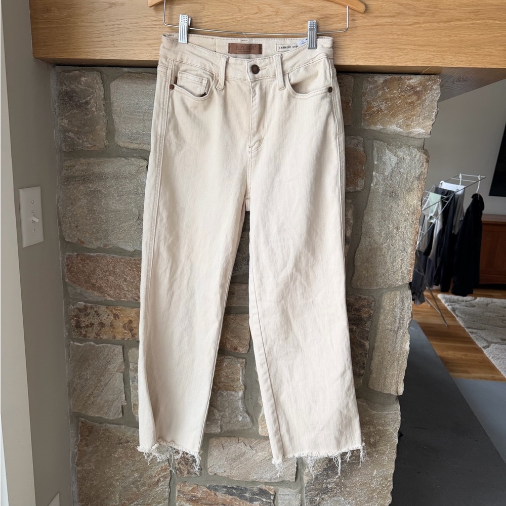Judy Blue Neutral Cream Cropped High-Rise Jeans - Picture 2 of 9